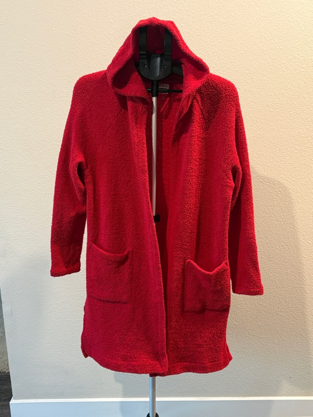 Soma Red Hooded Teddy Jacket with Pockets